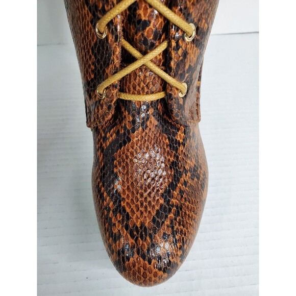 Noela Brown Faux Snakeskin Lace Up Platform Stiletto Boots Size 8.5M - Picture 3 of 10
